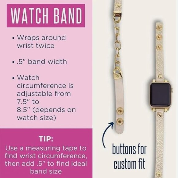 LILLY PULITZER SKINNY APPLE WATCH BAND - GOLD METALLIC/RESORT WHITE - NEW IN BOX - Picture 2 of 3